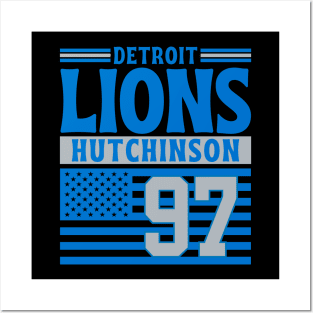 Detroit Lions Hutchinson 97 American Flag Football Posters and Art